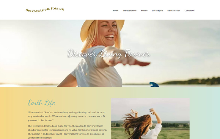 Website Design for Learn how to live forever | Discover Living Forever