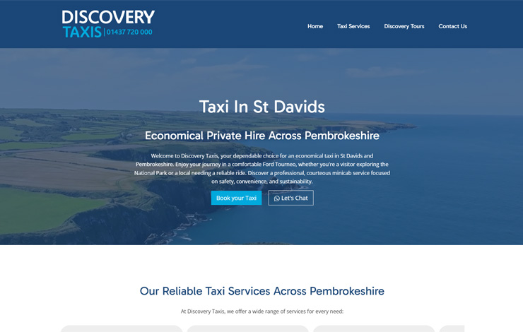 Website Design for Taxi in St Davids | Discovery Taxis