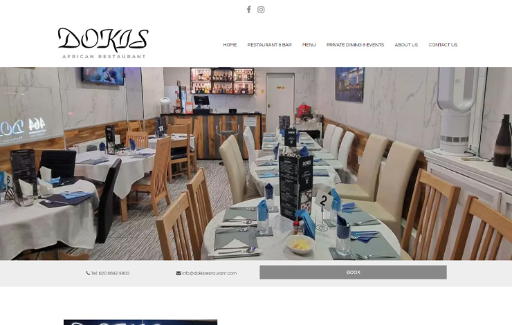 Website Design for African Restaurant in Lewisham | Dokis Restaurant