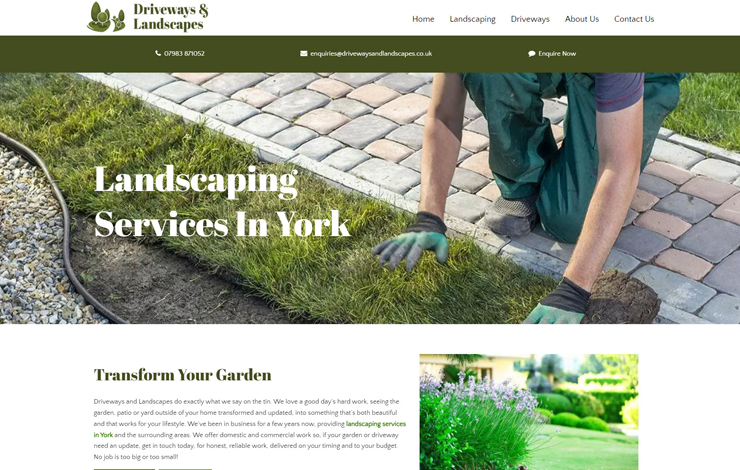 Website Design for Landscaping Services in York | Driveways and Landscapes