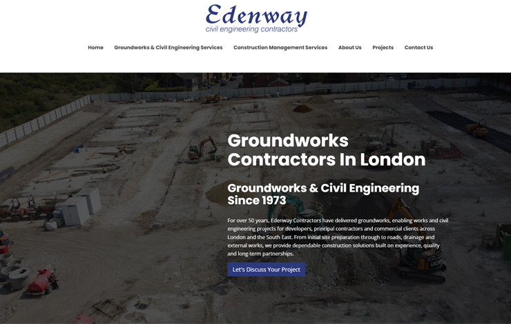 Website Design for Groundworks Contractors in London | Edenway Contractors
