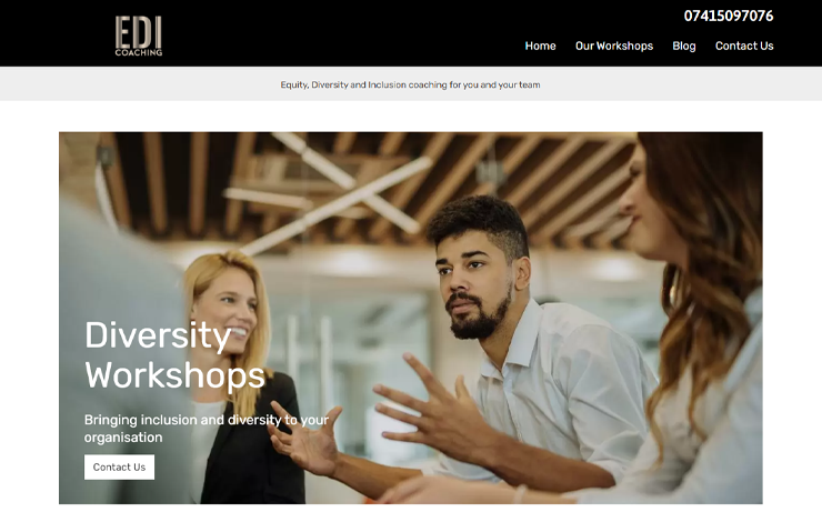 Website Design for Diversity Workshop | EdiCoaching