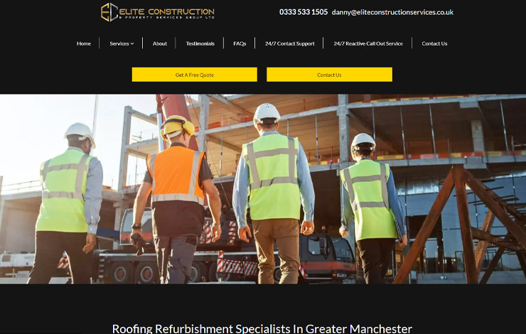 Website Design for Roofing repair specialists in Manchester | Elite Construction
