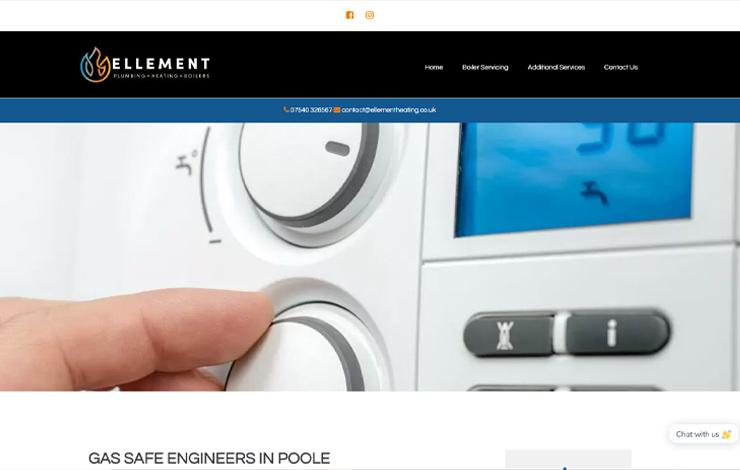 Website Design for Gas Safe engineer in Poole | Ellement Heating
