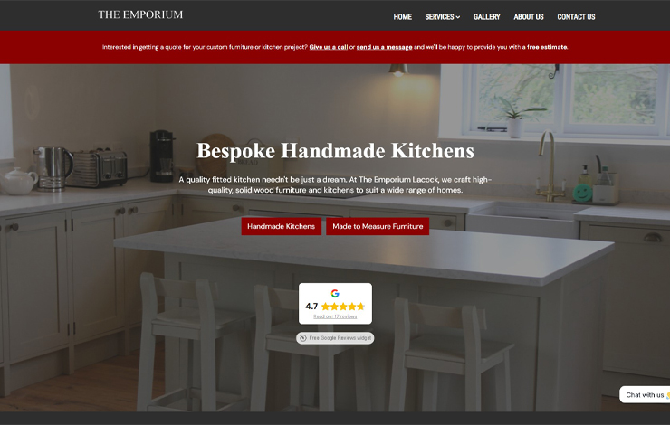 Website Design for Bespoke Handmade Kitchens | Emporium Lacock