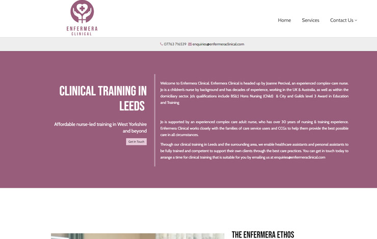 Website Design for Clinical training in Leeds | Enfermera Clinical