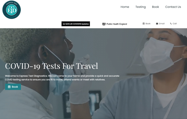 Website Design for COVID-19 Tests For Travel | Express Test Diagnostics