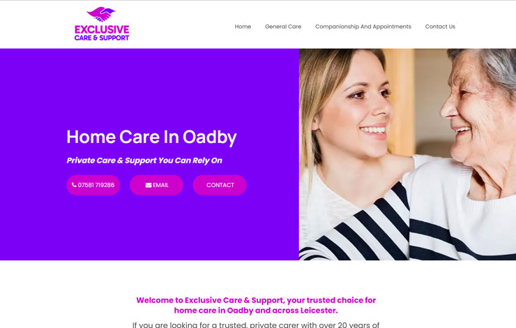 Website Design for Home Care in Wigston | Independent Private Carer & Support Services