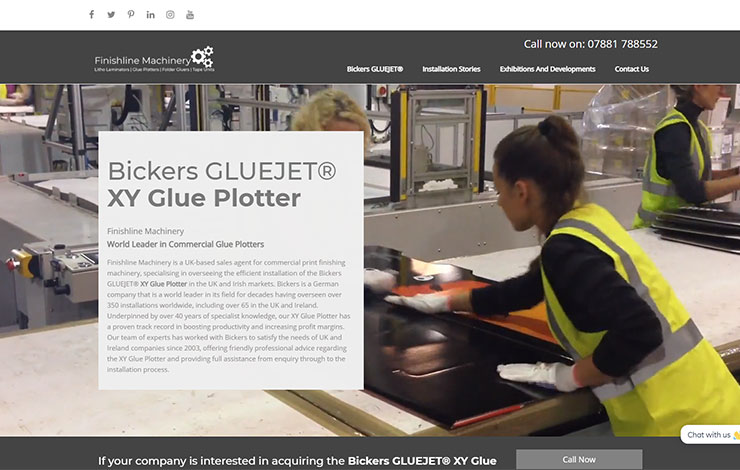 Website Design for XY Glue Plotter | Finishline Machinery