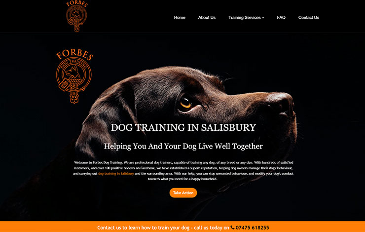 Website Design for Dog training in Salisbury | Forbes Dog Training