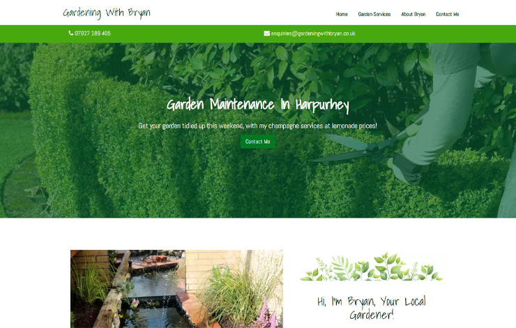 Website Design for Garden Maintenance in Harpurhey | Gardening With Bryan