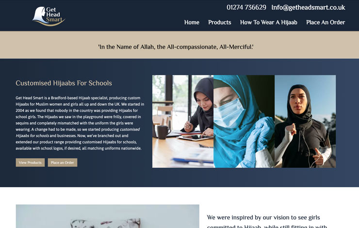 Website Design for Customised Hijaabs For Schools | Get Head Smart