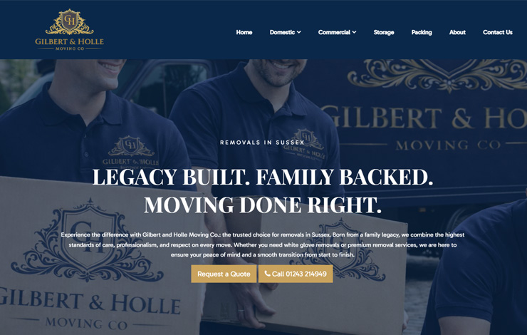 Website Design for Removals in Sussex | Luxury & Specialist Moving by Gilbert and Holle