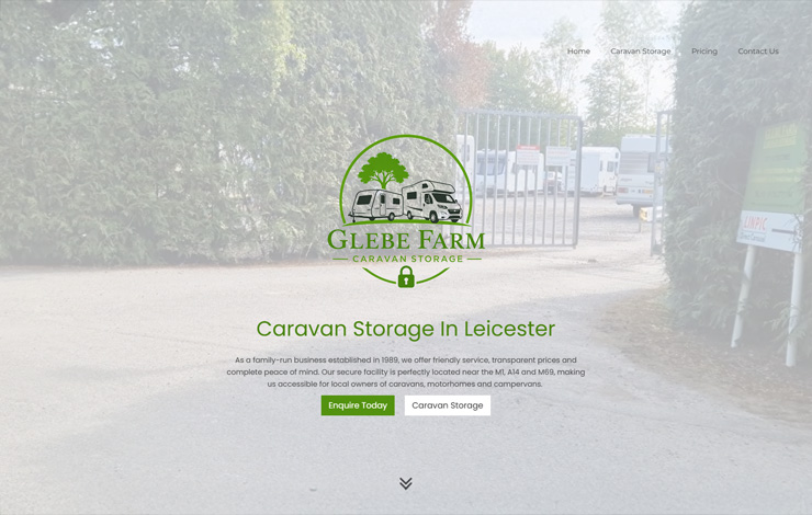 Website Design for Secure Caravan Storage in Leicester | Glebe Farm Caravan Storage