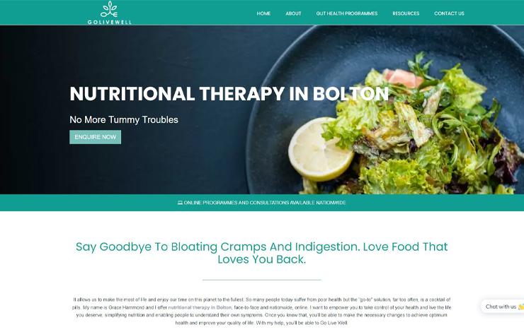 Website Design for Nutritional Therapy in Bolton | Go Live Well