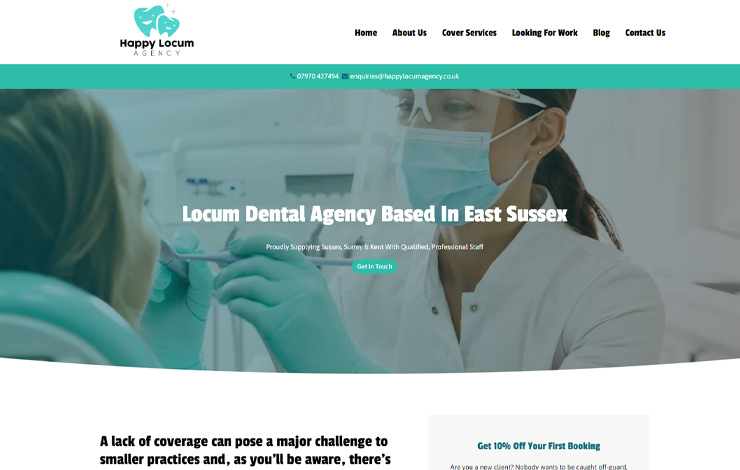 Website Design for Locum Dental Agency Based in East Sussex | Happy Locum Agency
