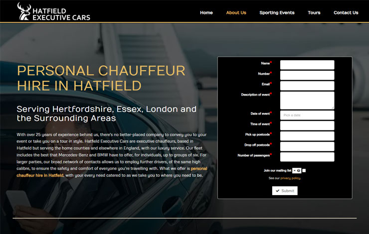Executive Chauffeur Based in Hatfield | Herts Executive Cars