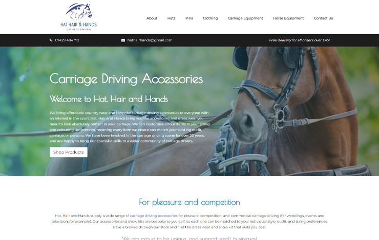 Website Design for Carriage Driving Accessories | Hat Hair and Hands