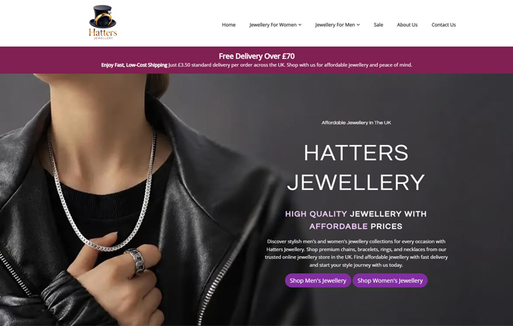 Website Design for Affordable Jewellery in the UK | Hatters Jewellery