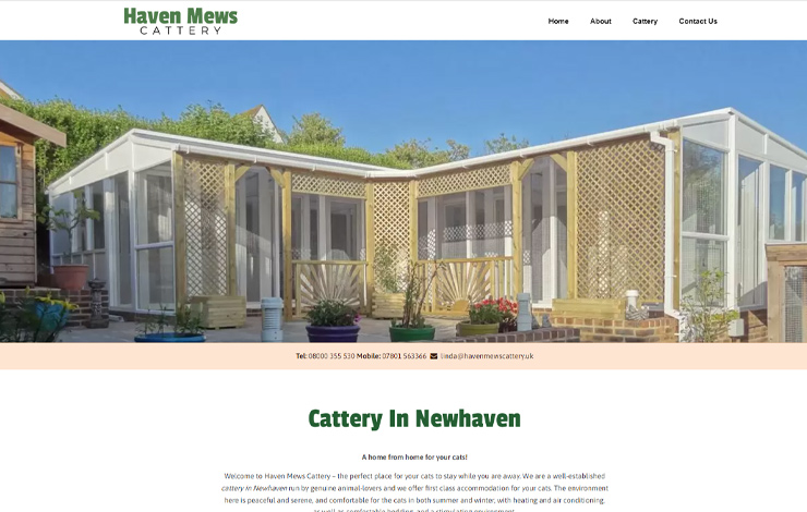 Website Design for Cattery in Newhaven | Haven Mews Cattery