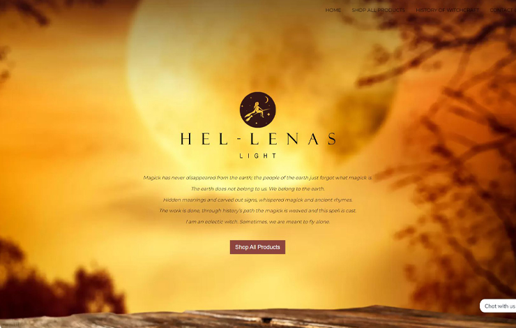 Website Design for Witchcraft Supplies | Hel-Lenas Light