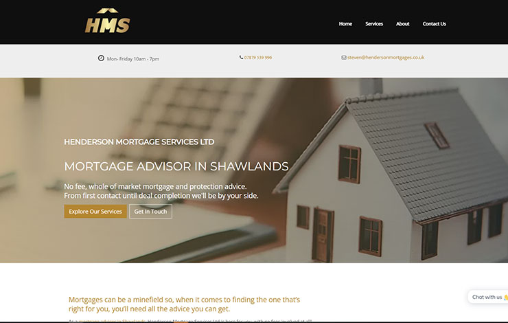 Website Design for Mortgage Advisor In Shawlands |Henderson Mortgage Services LTD