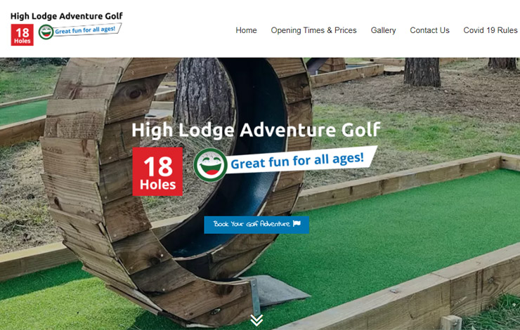 Website Design for Crazy Golf in Suffolk | High Lodge Adventure Golf
