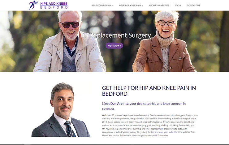 Website Design for Help for Hip and Knee Pain in Bedford | Hips & Knees Bedford