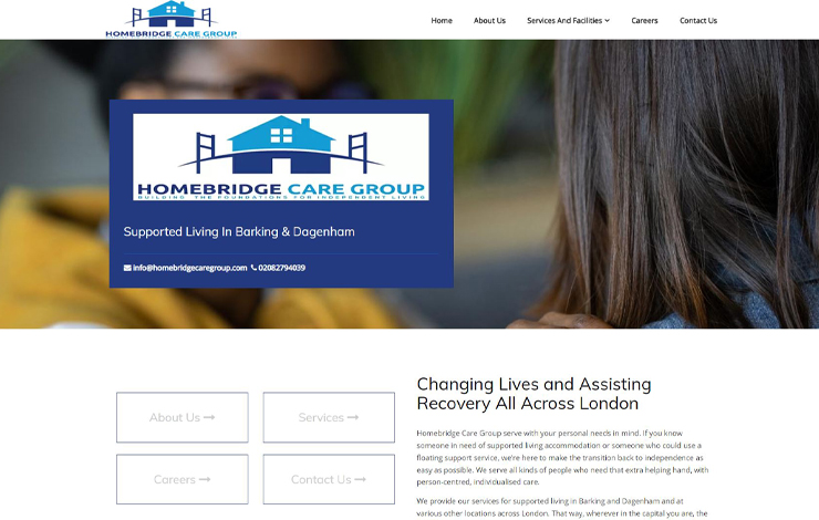 Website Design for Supported Living Barking and Dagenham | HomeBridge Care Group