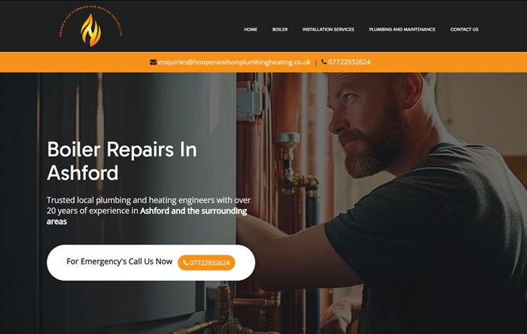 Website Design for Boiler Repairs in Ashford | Hooper and Son Heating & Plumbing