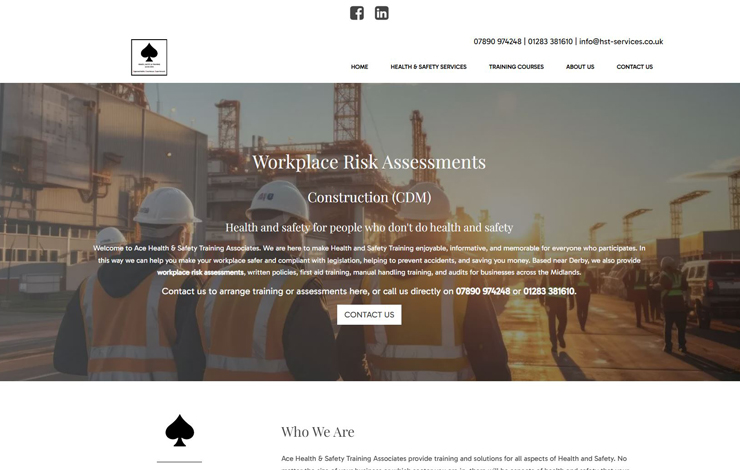Website Design for Workplace risk assessments | Ace Health & Safety Training