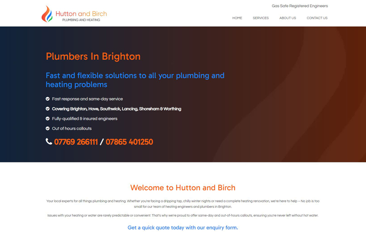 Website Design for Plumbers in Brighton | Hutton and Birch