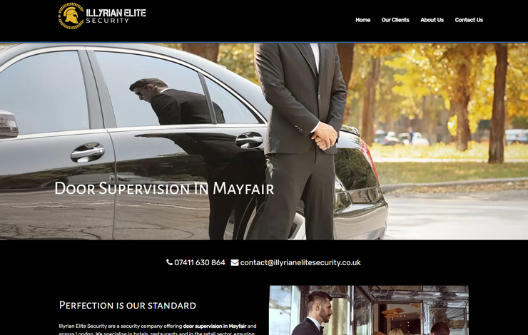 Website Design for Door Supervision in Mayfair | Illyrian Elite Security Ltd