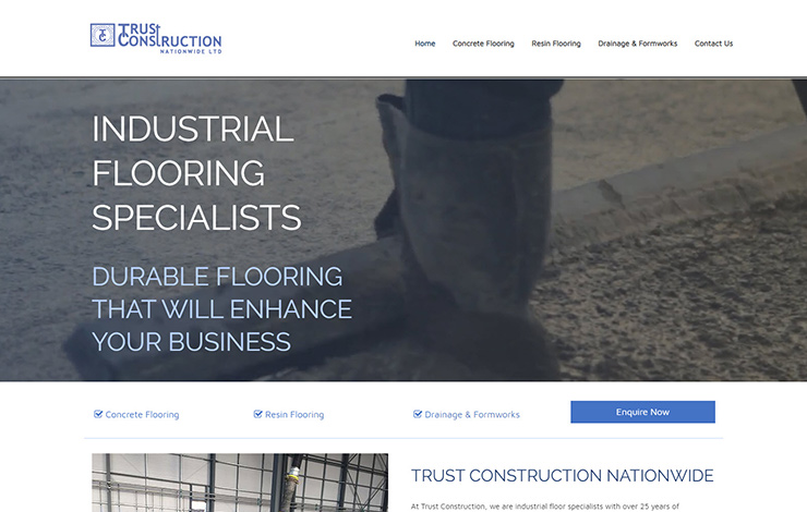 Website Design for Concrete and resin industrial flooring specialists | Trust Construction