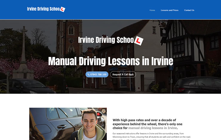 Website Design for Manual Driving Lessons in Irvine | Irvine Driving School