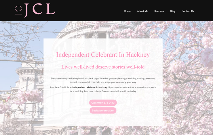 Website Design for Independent Celebrant in Hackney | JCL Celebrant