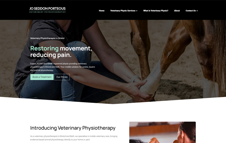 Website Design for Veterinary Physiotherapist in Bristol | Jo Seddon Porteous