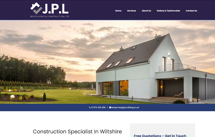 Website Design for Construction Specialist in Wiltshire | JPL Construction Ltd