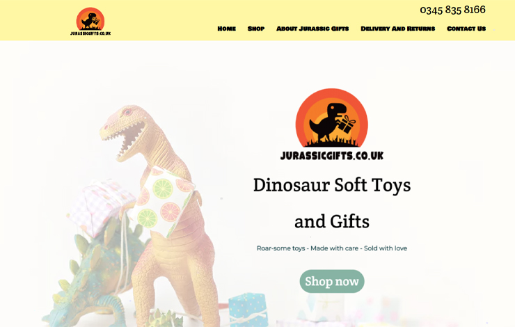 Website Design for Dinosaur soft toys | Jurassic Gifts