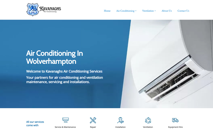 Website Design for Air Conditioning in Wolverhampton | Kavanaghs AC Services