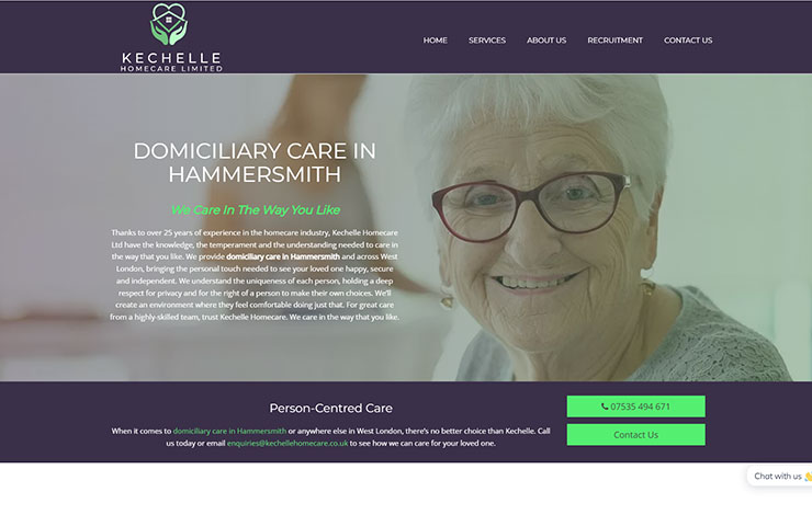 Website Design for Domiciliary Care in Hammersmith | Kechelle Homecare Ltd
