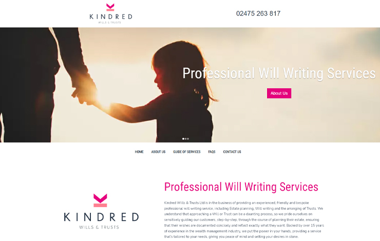 Website Design for Professional Will Writing Services | Kindred Wills & Trusts