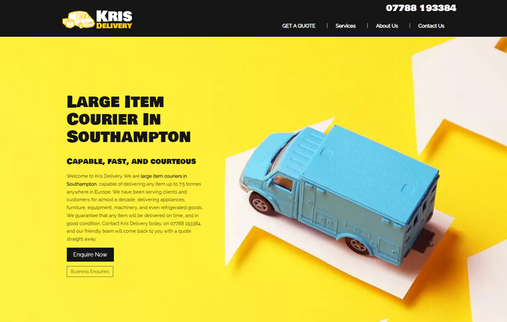 Website Design for Large Item Couriers in Southampton | Kris Delivery