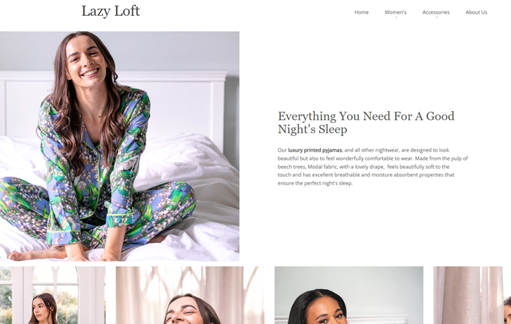 Website Design for Luxury Printed Pyjamas | Lazy Loft