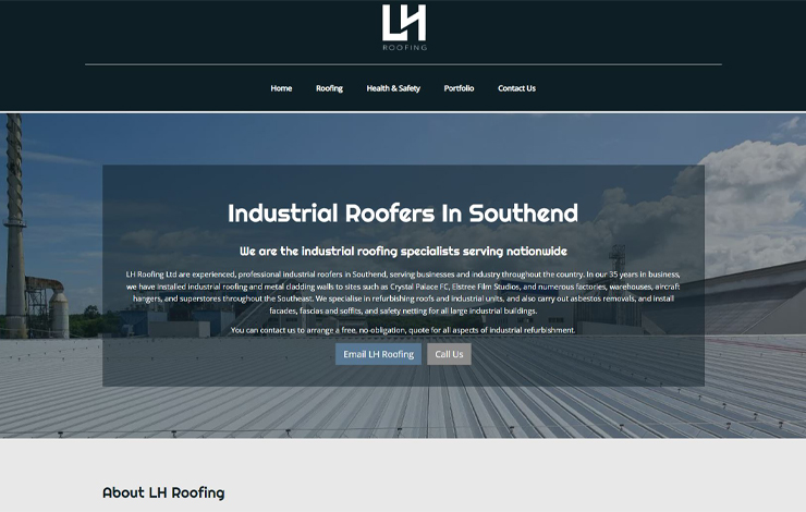Website Design for Industrial roofers in Southend | LH Roofing Ltd