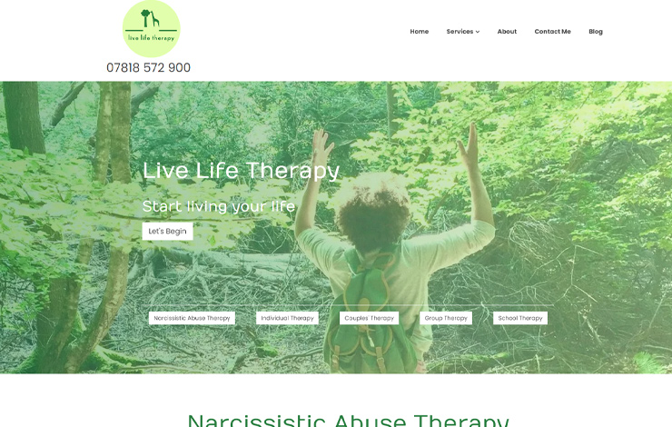 Website Design for Narcissistic Abuse Therapist | Live Life Therapy