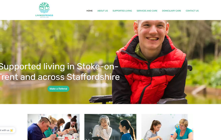 Website Design for Supported living Stoke-on-Trent | Livingsprings Care Ltd