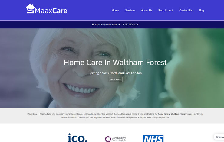 Website Design for Home care in Waltham Forest | Maax Care