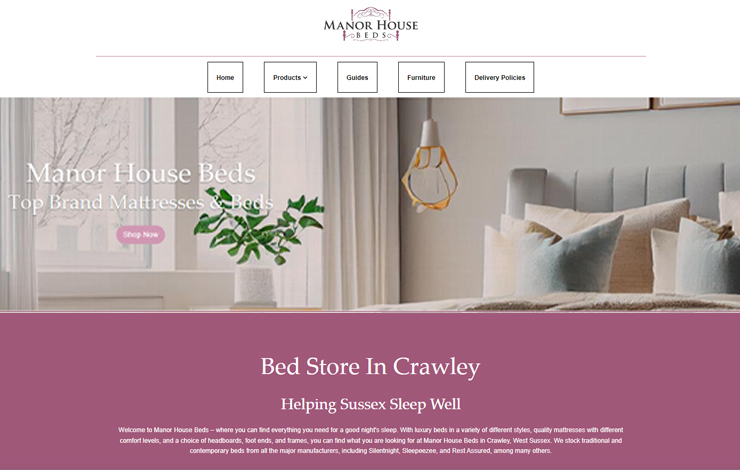 Website Design for Bed store in Crawley | Manor House Beds