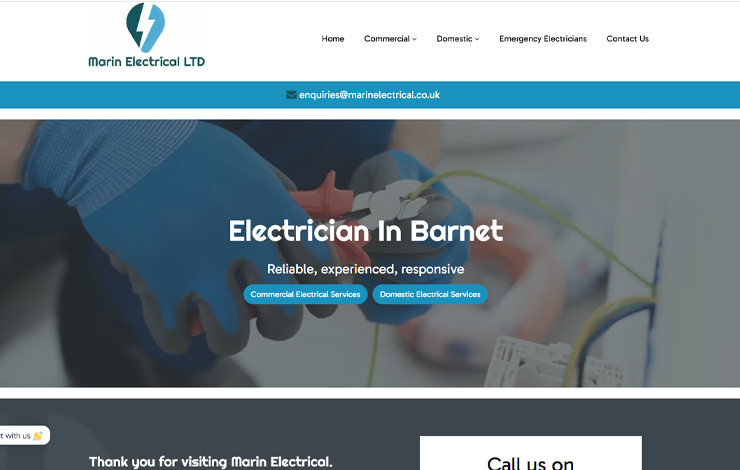 Website Design for Electrician in Barnet | Marin Electrical